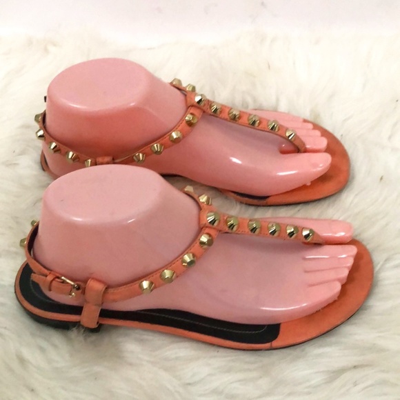Balenciaga Women's Pink Studded T-Bar Sandals Size: 38 - Picture 5 of 14